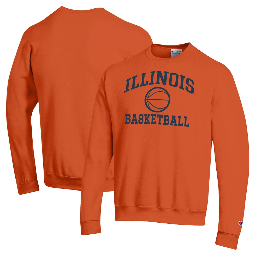 Men's Champion Orange Illinois Fighting Illini Basketball Icon Pullover Crewneck Sweatshirt
