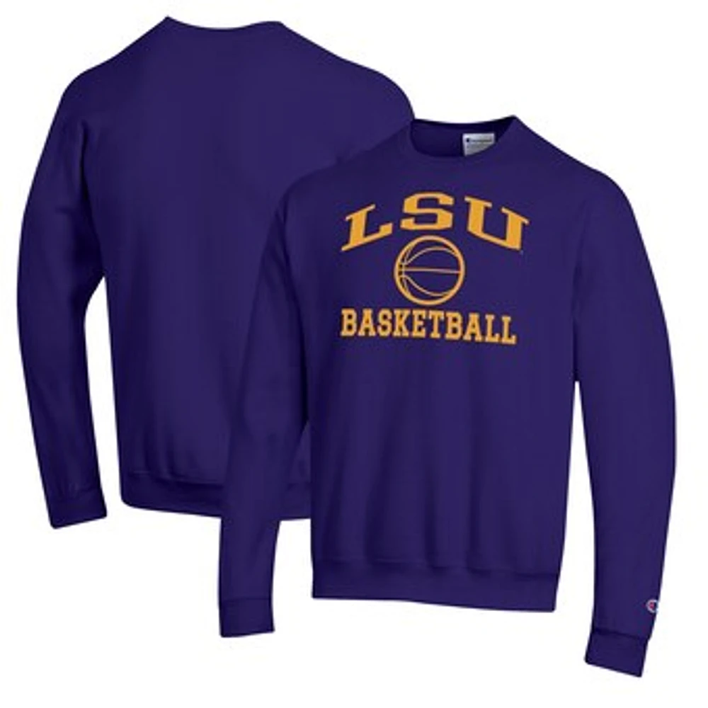 Men's Champion Purple LSU Tigers Basketball Icon Pullover Crewneck Sweatshirt
