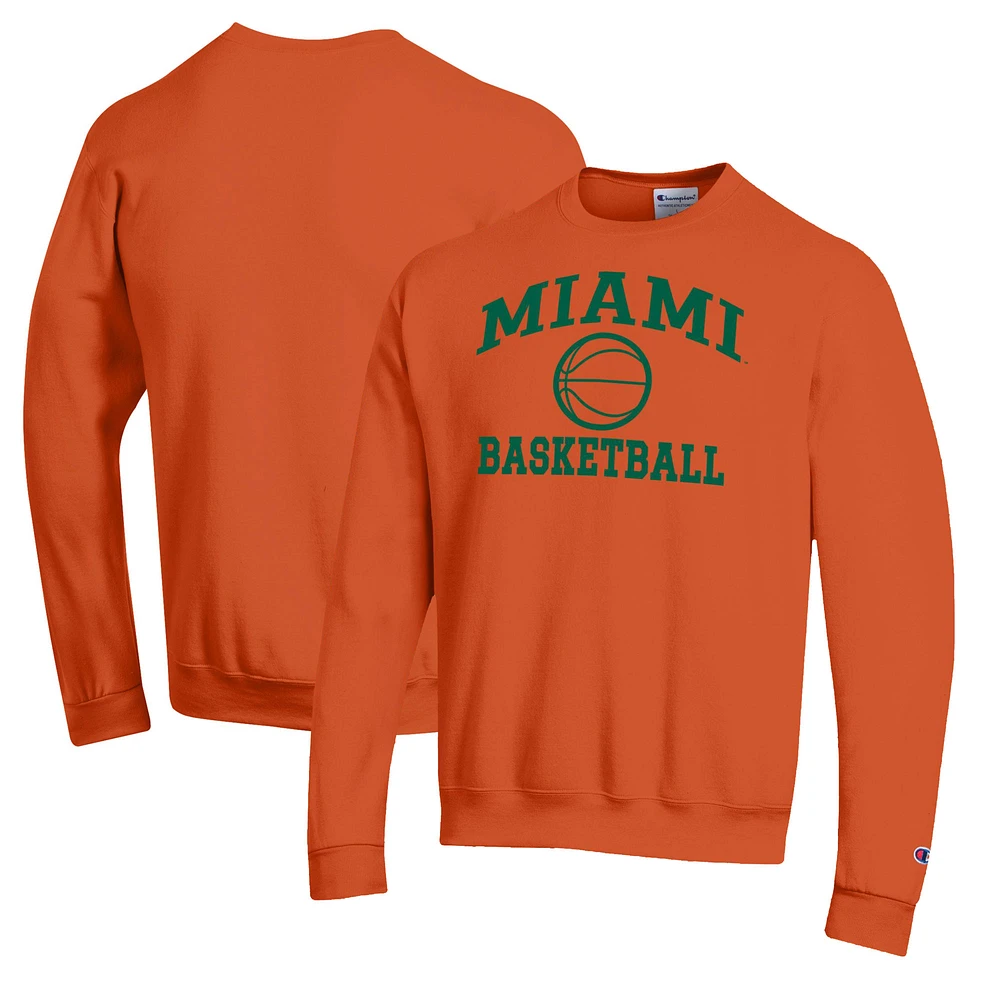 Men's Champion Miami Hurricanes Basketball Icon Pullover Crewneck Sweatshirt