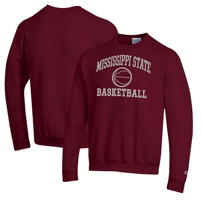 Men's Champion Maroon Mississippi State Bulldogs Basketball Icon Pullover Crewneck Sweatshirt
