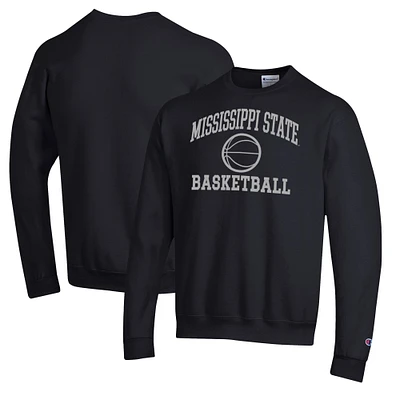 Men's Champion Black Mississippi State Bulldogs Basketball Icon Pullover Crewneck Sweatshirt
