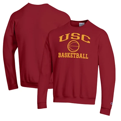 Men's Champion Cardinal USC Trojans Basketball Icon Pullover Crewneck Sweatshirt