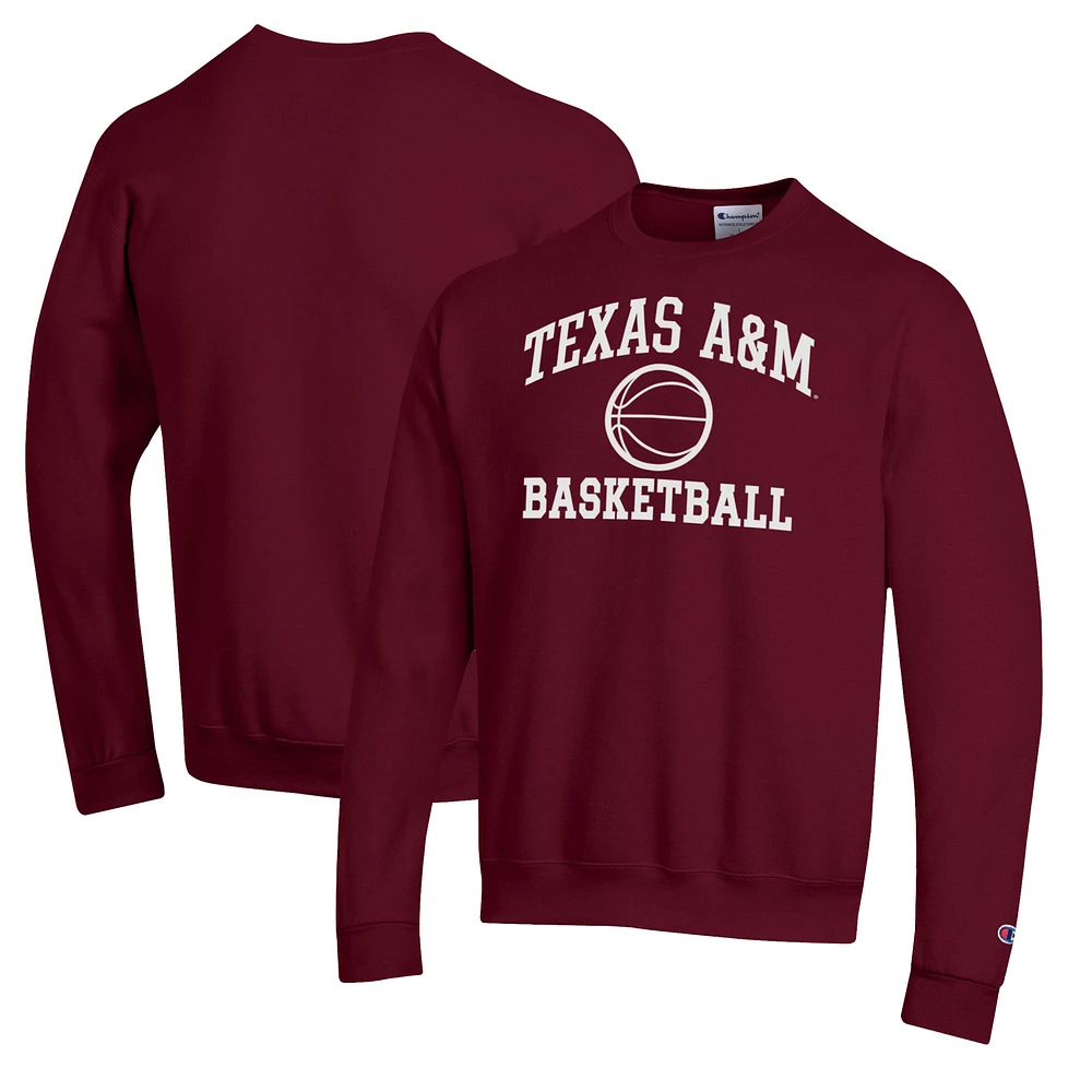 Men's Champion Maroon Texas A&M Aggies Basketball Icon Pullover Crewneck Sweatshirt