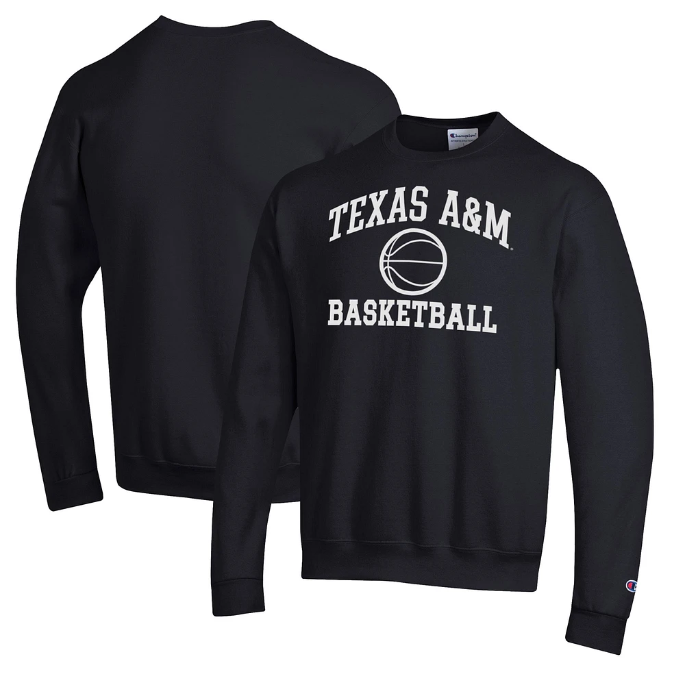 Men's Champion Black Texas A&M Aggies Basketball Icon Pullover Crewneck Sweatshirt