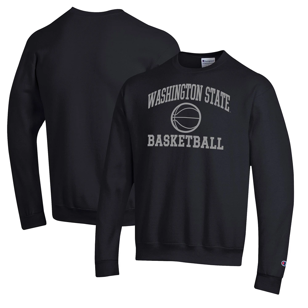 Men's Champion Black Washington State Cougars Basketball Icon Pullover Crewneck Sweatshirt