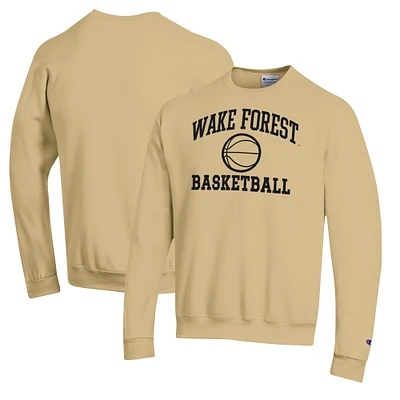 Men's Champion Gold Wake Forest Demon Deacons Basketball Icon Pullover Crewneck Sweatshirt