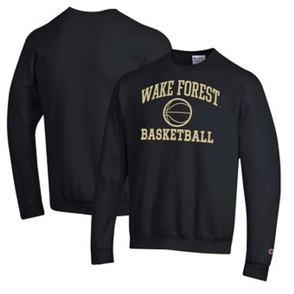 Men's Champion Black Wake Forest Demon Deacons Basketball Icon Pullover Crewneck Sweatshirt