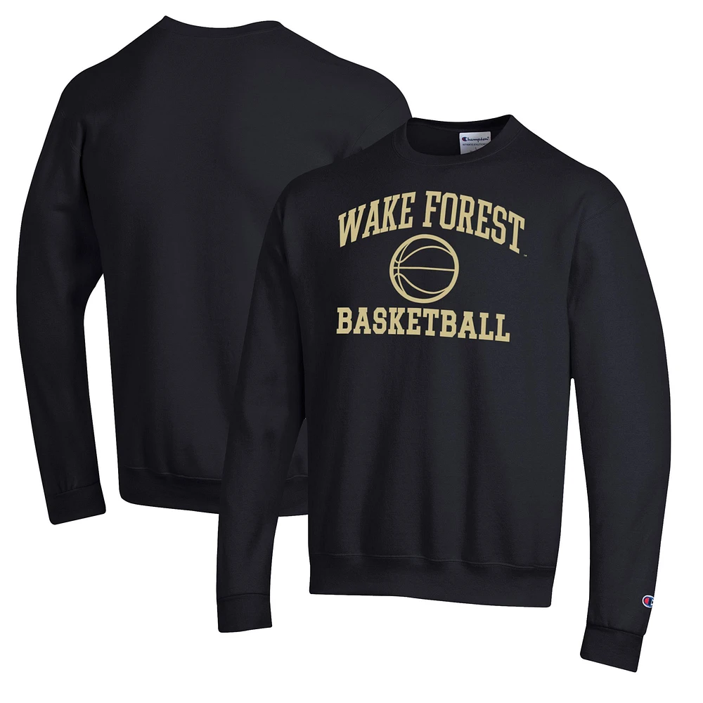 Men's Champion Black Wake Forest Demon Deacons Basketball Icon Pullover Crewneck Sweatshirt