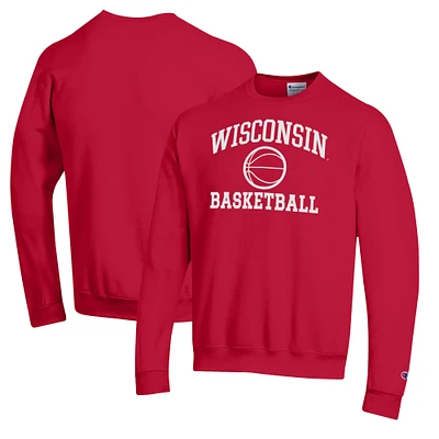Men's Champion Wisconsin Badgers Basketball Icon Pullover Crewneck Sweatshirt