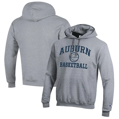 Men's Champion Heather Gray Auburn Tigers Basketball Icon Pullover Hoodie