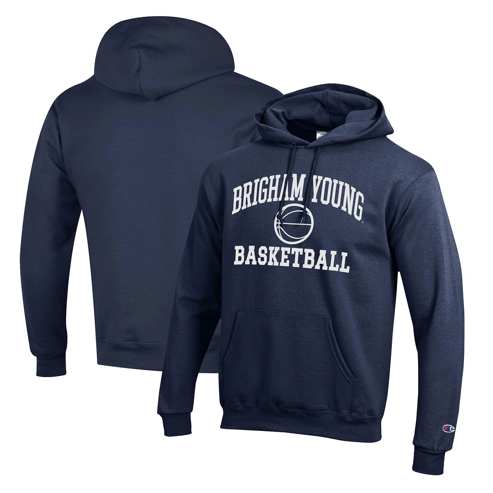 Men's Champion Navy BYU Cougars Basketball Icon Pullover Hoodie