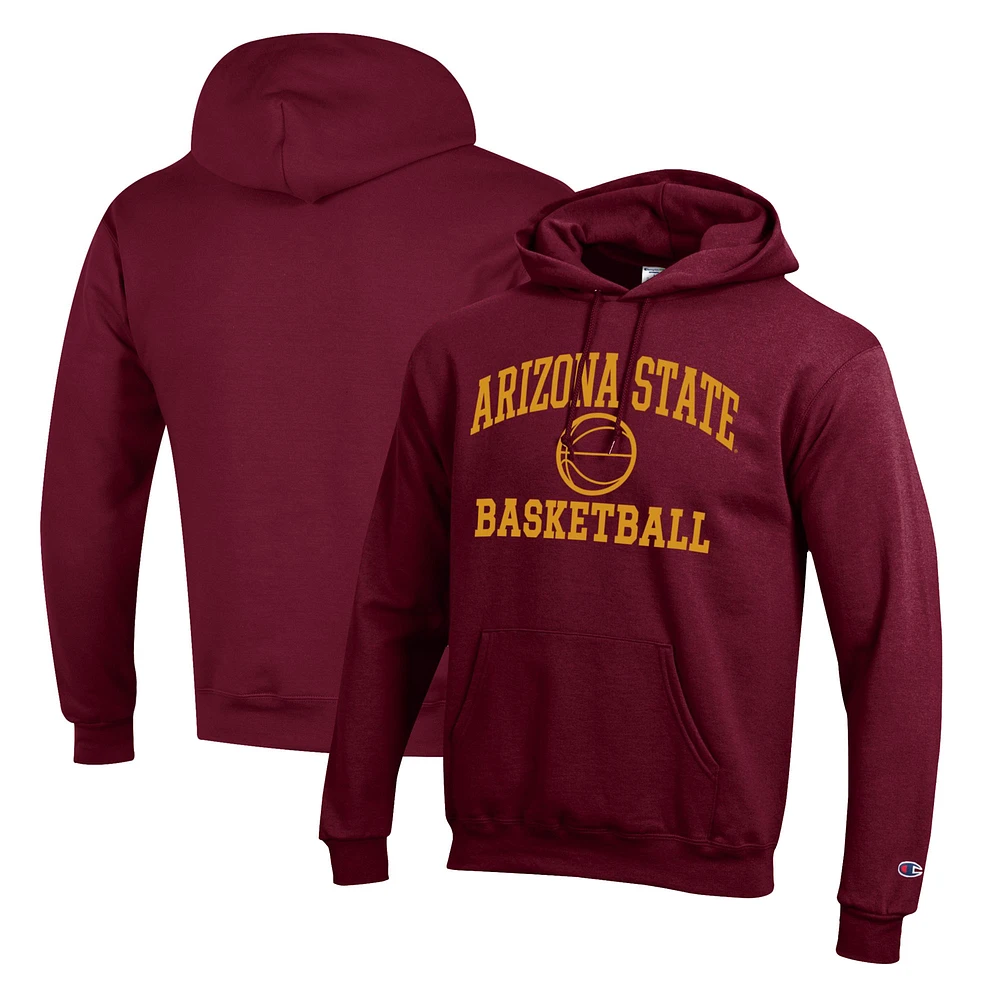 Men's Champion Maroon Arizona State Sun Devils Basketball Icon Pullover Hoodie