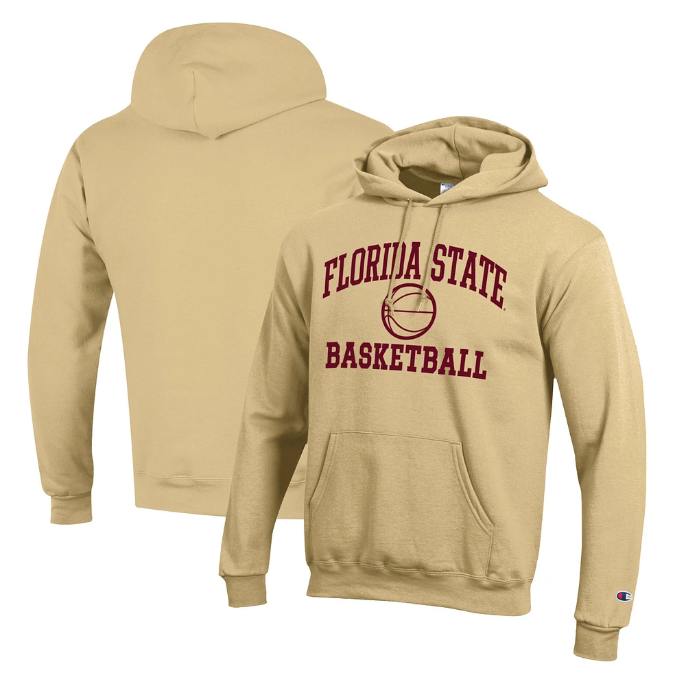 Men's Champion Gold Florida State Seminoles Basketball Icon Pullover Hoodie