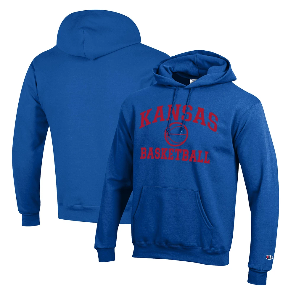 Men's Champion Royal Kansas Jayhawks Basketball Icon Pullover Hoodie