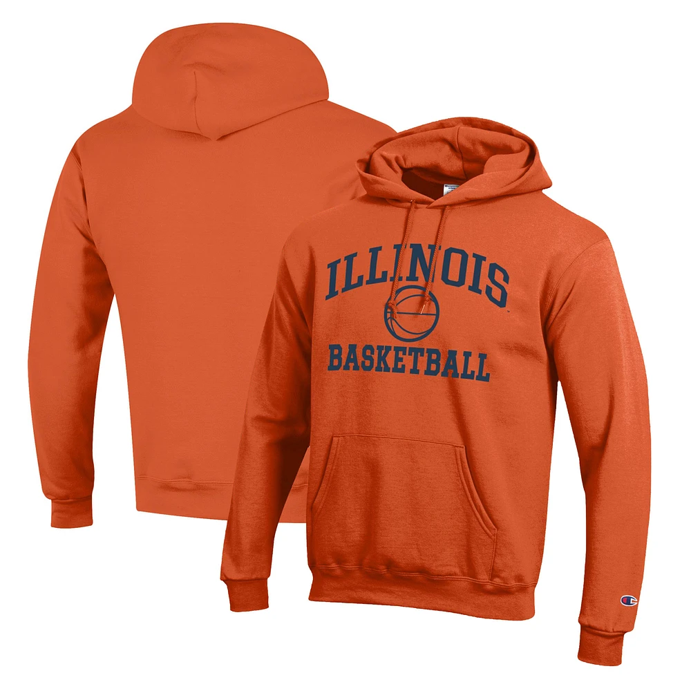 Men's Champion Orange Illinois Fighting Illini Basketball Icon Pullover Hoodie