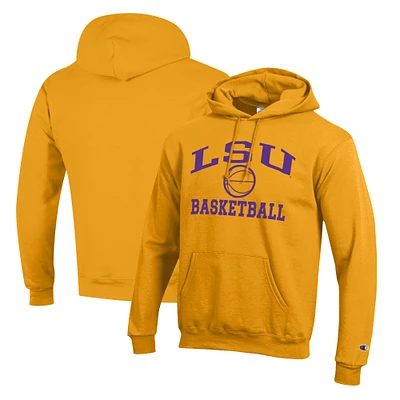 Men's Champion Gold LSU Tigers Basketball Icon Pullover Hoodie