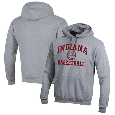 Men's Champion Heather Gray Indiana Hoosiers Basketball Icon Pullover Hoodie
