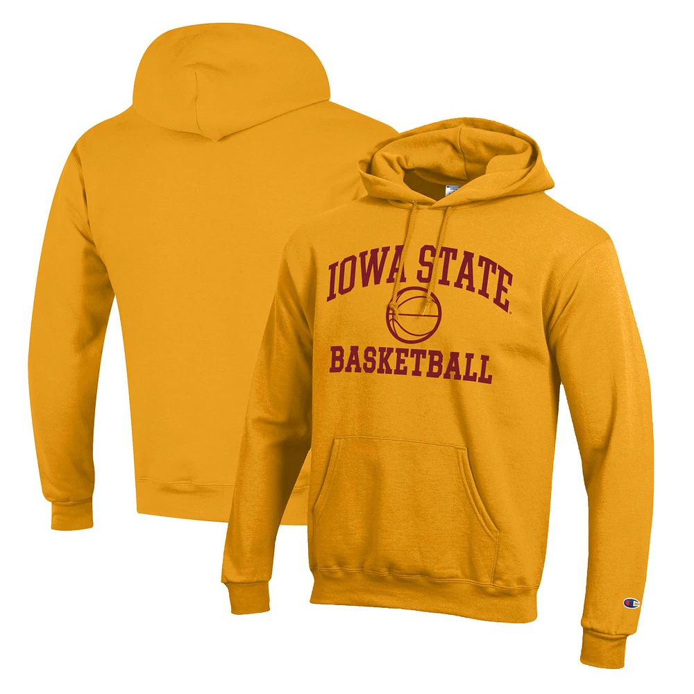 Men's Champion Gold Iowa State Cyclones Basketball Icon Pullover Hoodie