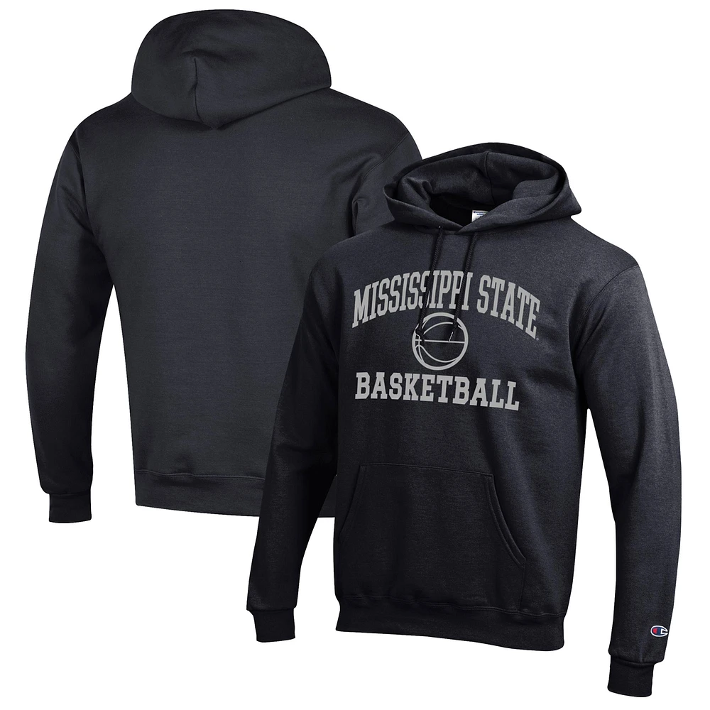 Men's Champion Black Mississippi State Bulldogs Basketball Icon Pullover Hoodie