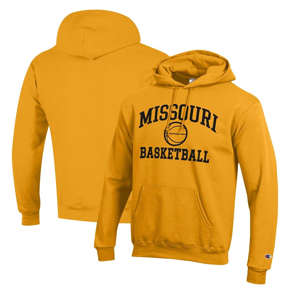Men's Champion Gold Missouri Tigers Basketball Icon Pullover Hoodie