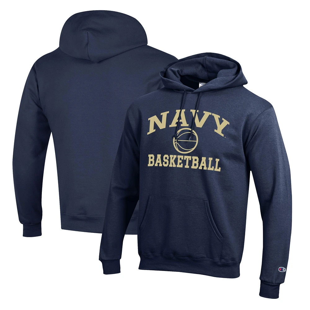 Men's Champion Navy Midshipmen Basketball Icon Pullover Hoodie