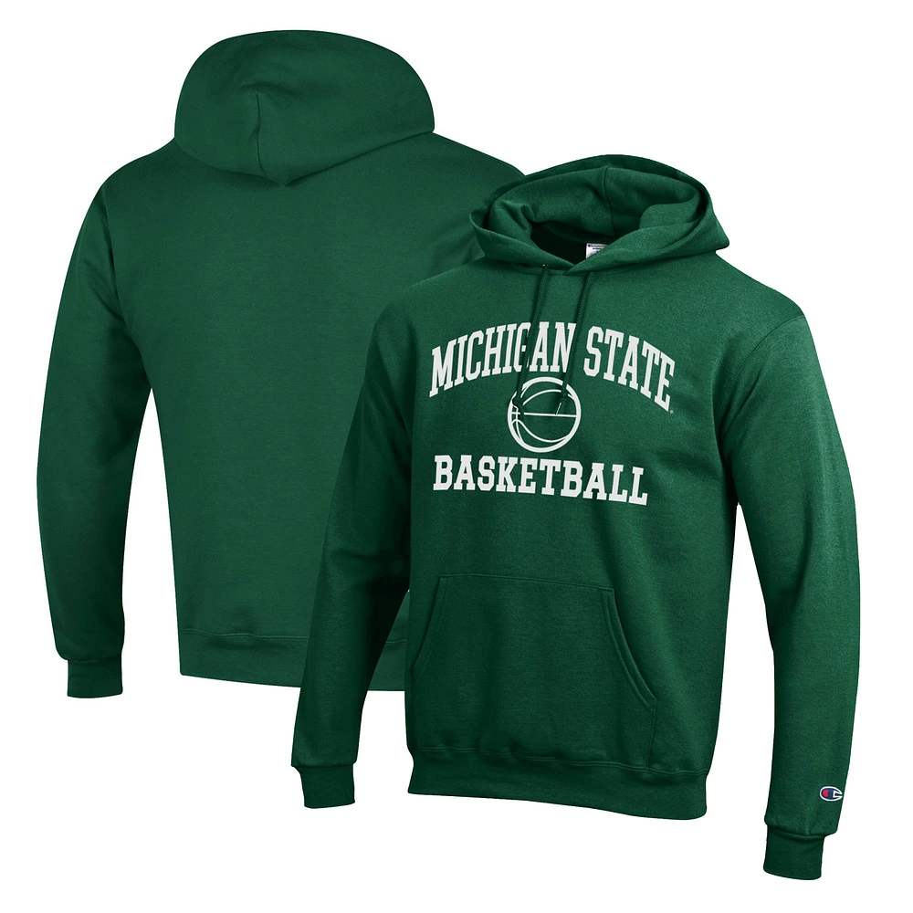 Men's Champion Green Michigan State Spartans Basketball Icon Pullover Hoodie
