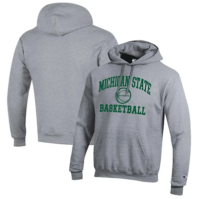 Men's Champion Heather Gray Michigan State Spartans Basketball Icon Pullover Hoodie