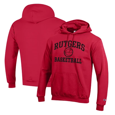 Men's Champion Scarlet Rutgers Knights Basketball Icon Pullover Hoodie