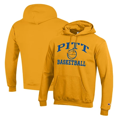 Men's Champion Gold Pitt Panthers Basketball Icon Pullover Hoodie