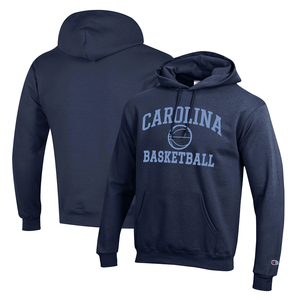 Men's Champion Navy North Carolina Tar Heels Basketball Icon Pullover Hoodie