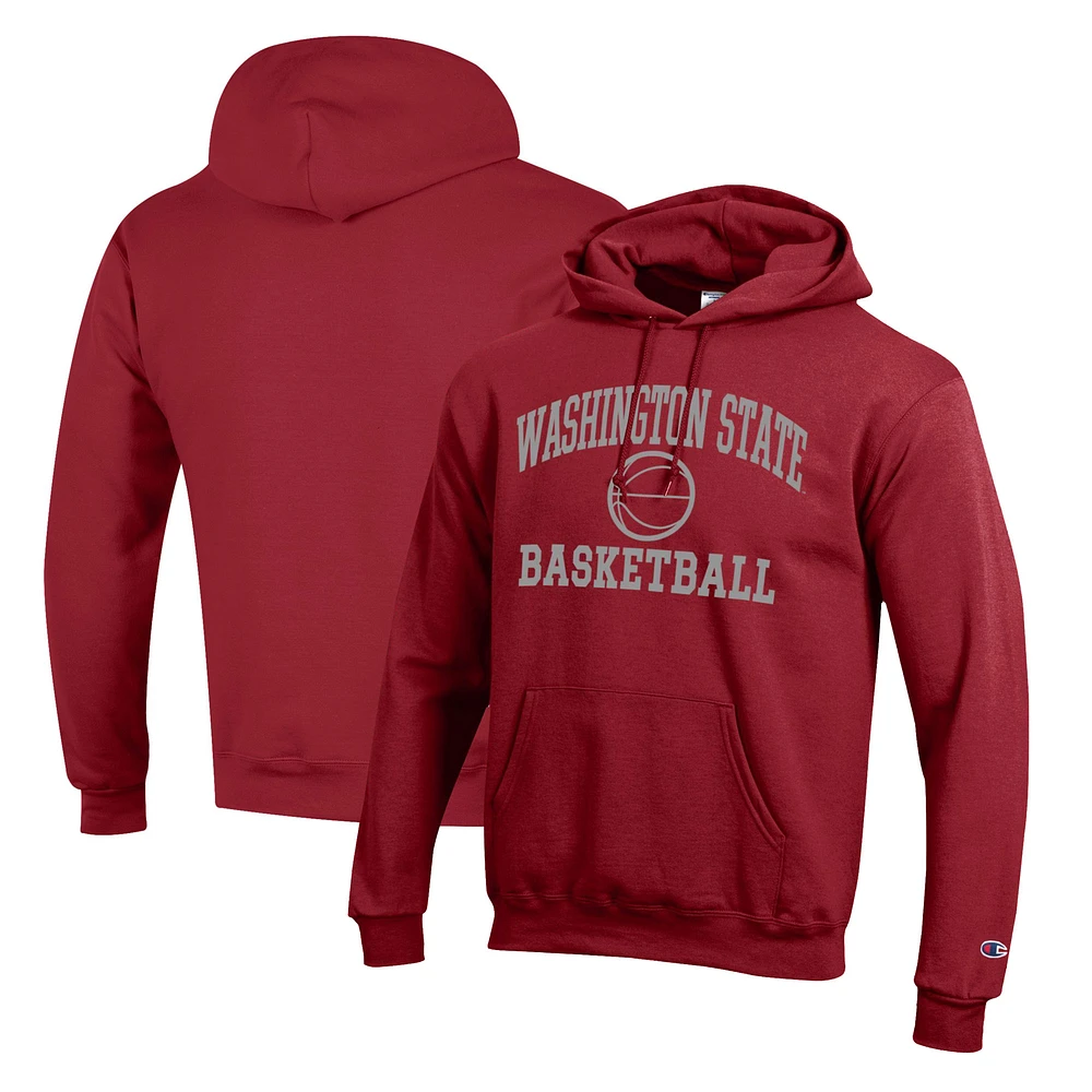 Men's Champion Crimson Washington State Cougars Basketball Icon Pullover Hoodie