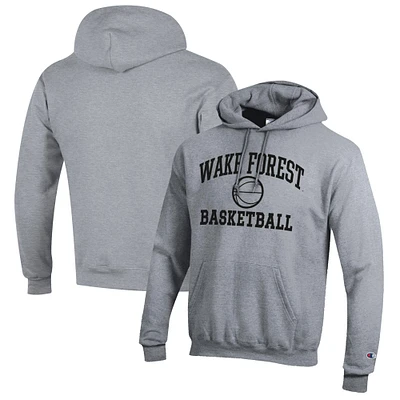 Men's Champion Heather Gray Wake Forest Demon Deacons Basketball Icon Pullover Hoodie