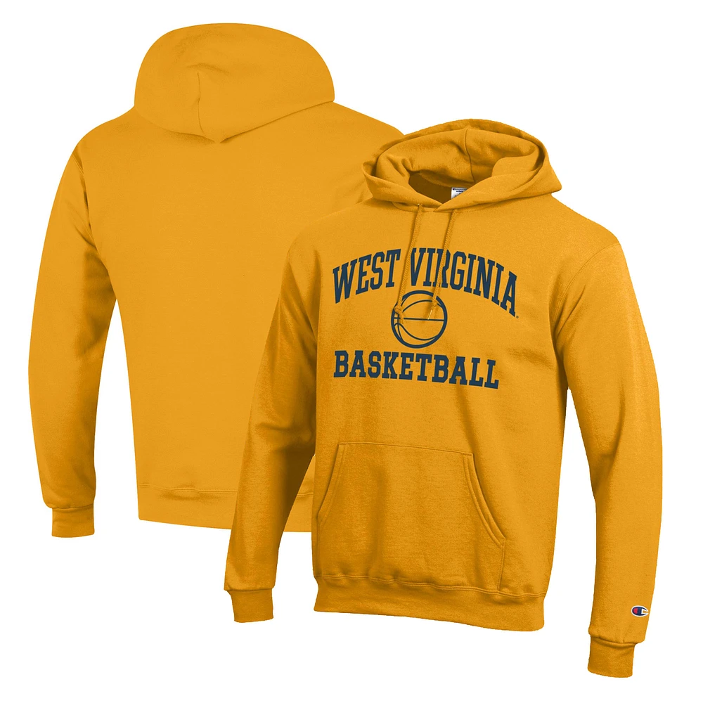 Men's Champion Gold West Virginia Mountaineers Basketball Icon Pullover Hoodie