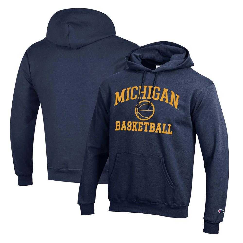 Men's Champion Navy Michigan Wolverines Basketball Icon Pullover Hoodie
