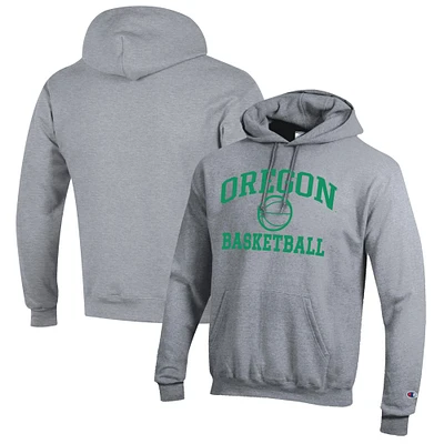 Men's Champion Heather Gray Oregon Ducks Basketball Icon Pullover Hoodie
