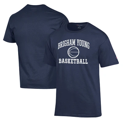 Men's Champion Navy BYU Cougars Basketball Icon T-Shirt