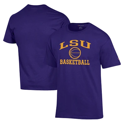 Men's Champion Purple LSU Tigers Basketball Icon T-Shirt