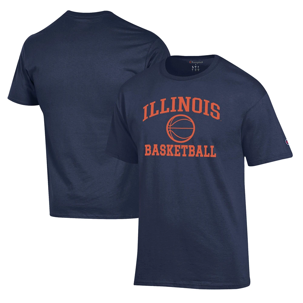 Men's Champion Navy Illinois Fighting Illini Basketball Icon T-Shirt