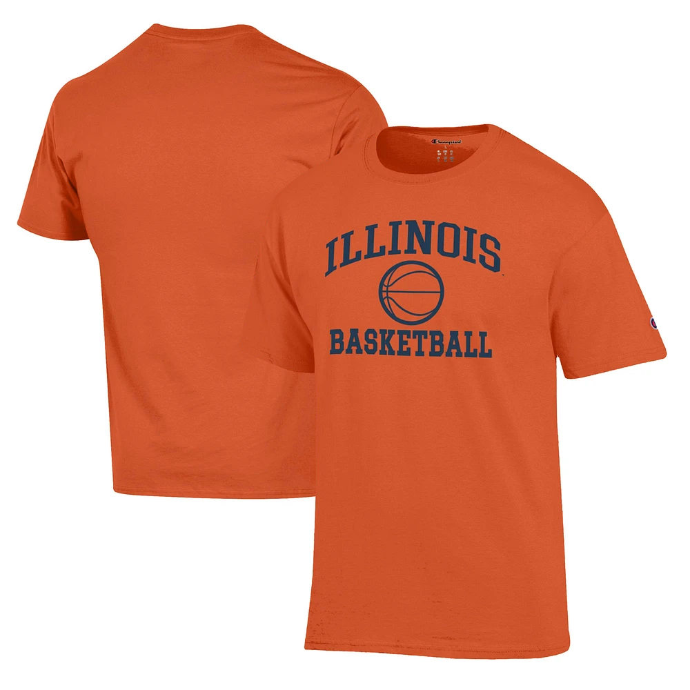 Men's Champion Orange Illinois Fighting Illini Basketball Icon T-Shirt