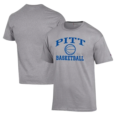 Men's Champion Heather Gray Pitt Panthers Basketball Icon T-Shirt