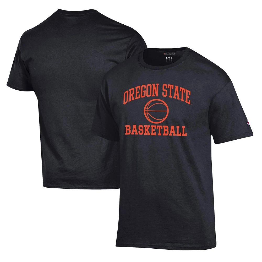 Men's Champion Black Oregon State Beavers Basketball Icon T-Shirt