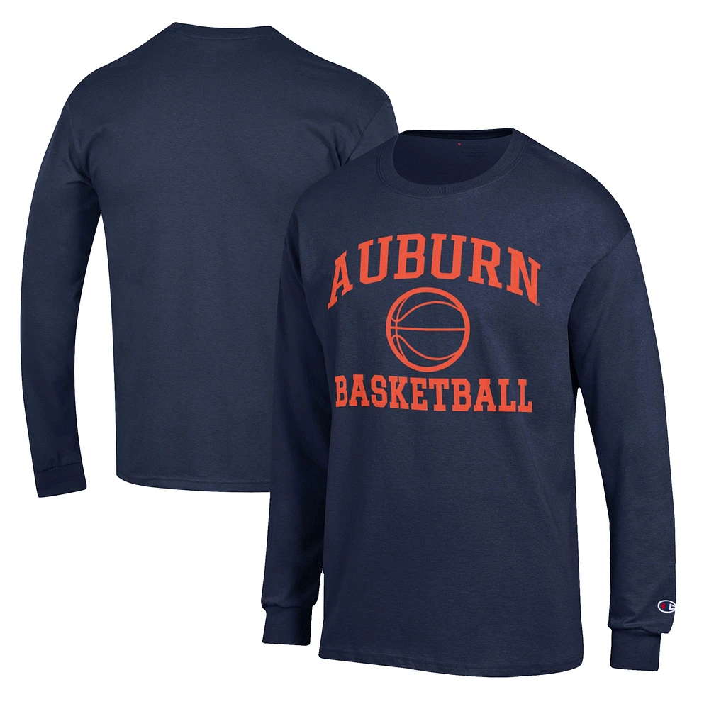 Men's Champion Navy Auburn Tigers Basketball Icon Long Sleeve T-Shirt