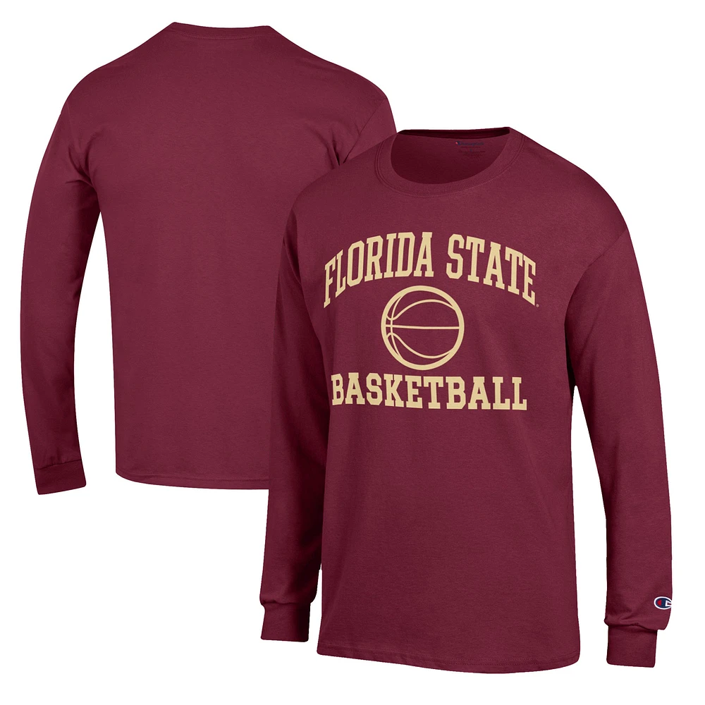 Men's Champion Garnet Florida State Seminoles Basketball Icon Long Sleeve T-Shirt