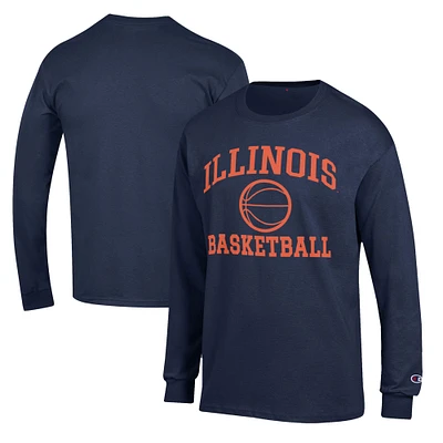 Men's Champion Navy Illinois Fighting Illini Basketball Icon Long Sleeve T-Shirt