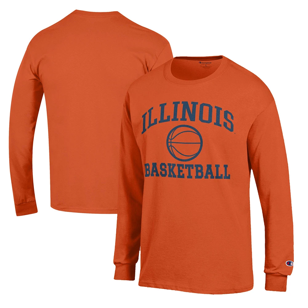 Men's Champion Orange Illinois Fighting Illini Basketball Icon Long Sleeve T-Shirt