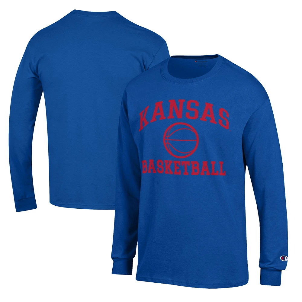 Men's Champion Royal Kansas Jayhawks Basketball Icon Long Sleeve T-Shirt