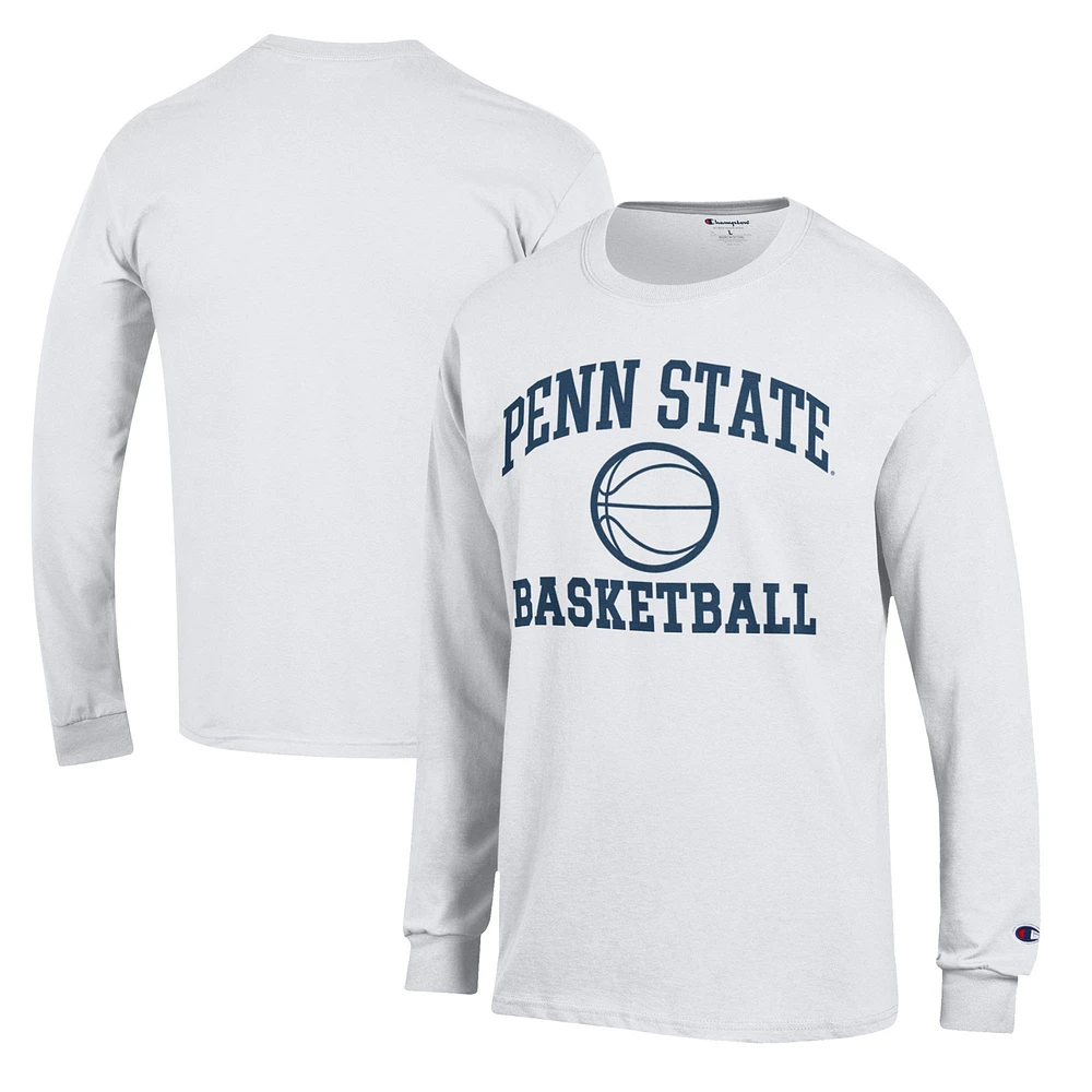 Men's Champion White Penn State Nittany Lions Basketball Icon Long Sleeve T-Shirt