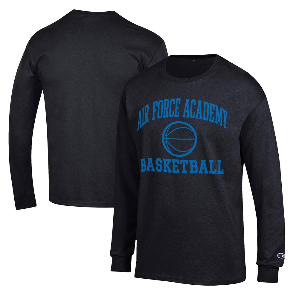 Men's Champion Black Air Force Falcons Basketball Icon Long Sleeve T-Shirt