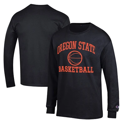 Men's Champion Black Oregon State Beavers Basketball Icon Long Sleeve T-Shirt