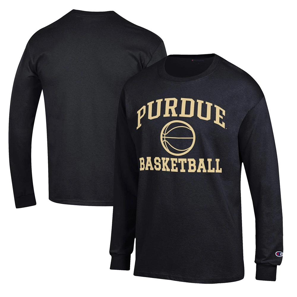Men's Champion Black Purdue Boilermakers Basketball Icon Long Sleeve T-Shirt